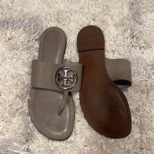 Grey leather Tory Burch sandals